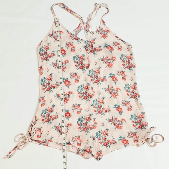 Just U In Pink Floral Tie Sides Romper - Picture 5 of 7